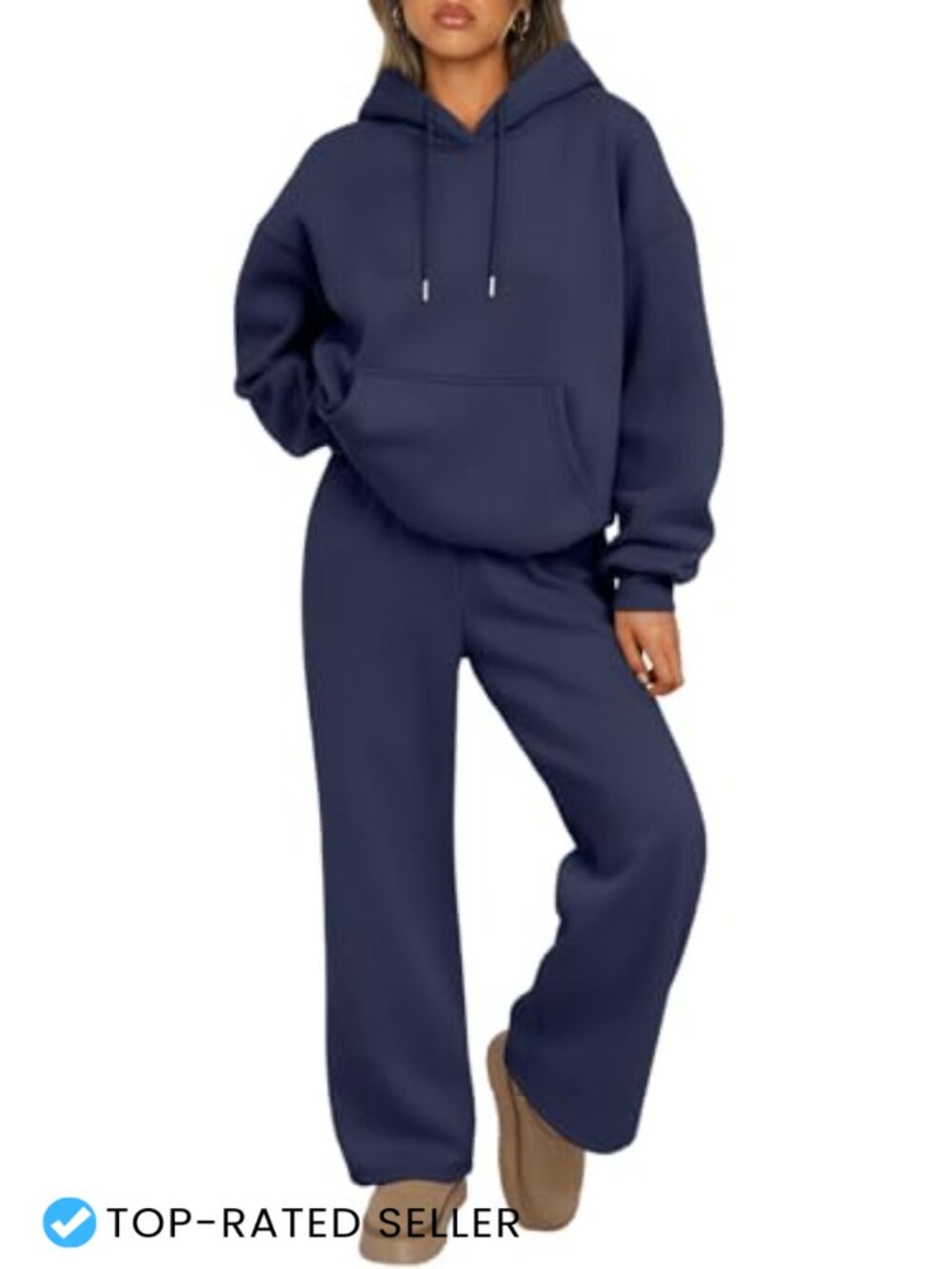 Oversized Hoodie & Wide Leg Sweatpants 2 Piece Lounge Set Cotton Fleece
